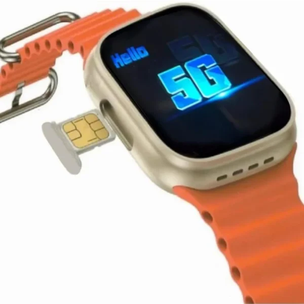 Pro  Ultra 5G SIM Android Smart Watch Honeycomb Edition, 1.99 inch HD Display, Play Store, Maps, YouTube, Sports, Volte Calling, More Apps (4G SIM Supported) Extra Band (Orange and White))