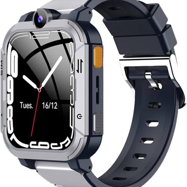 Newly Launched Safeguard 5G/4G  Watch with SIM Calling, GPS Tracker, Video Call, SOS Alerts, Face Unlock, Games, IP67, 800mAh Battery, Voice Chat, Live Location(Grey)