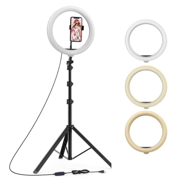 10 Inches Big LED Ring Light for Camera, Phone, tiktok, YouTube, Video Shooting and Makeup, 10" inch Ring Light with 7 Feet Long Foldable and Lightweight Tripod Stand