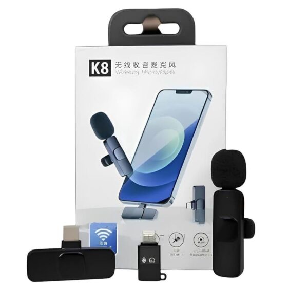 Wireless Lavalier Microphone, Bluetooth Collar Microphone for Type-C Android, Noise Canceling Mic for Vlogging, Clip-On for